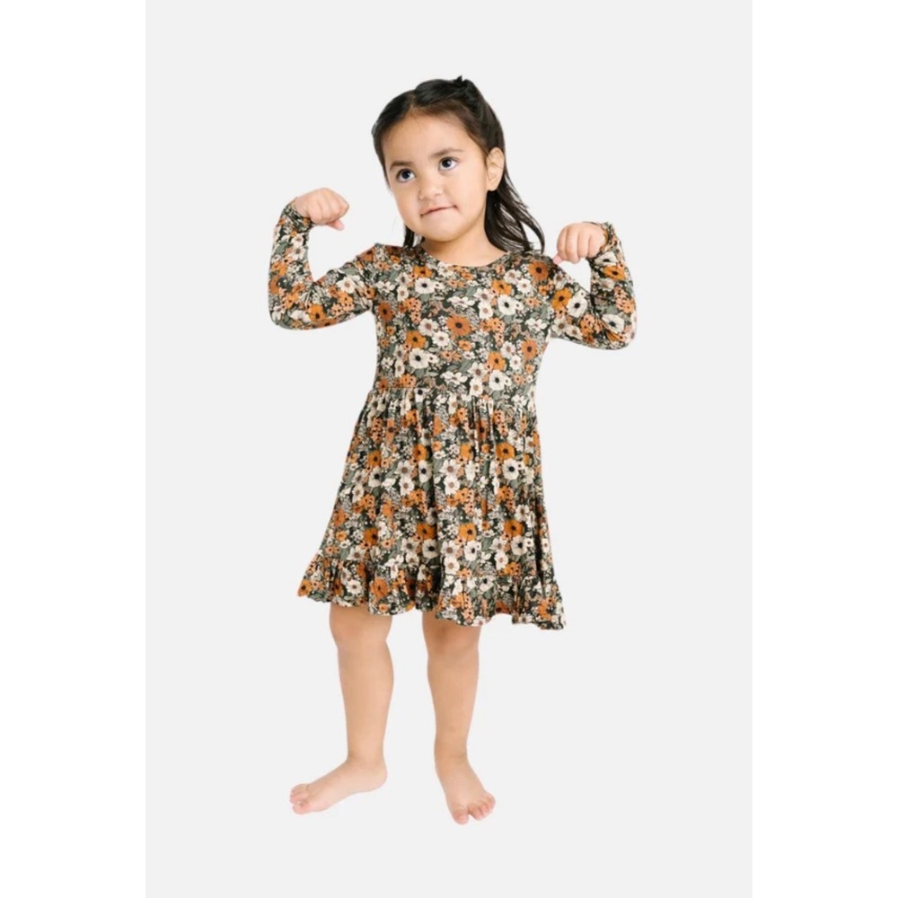 Little One Shop Bamboo Long Sleeve Floral Bodysuit Twirl Dress Toddler 2T